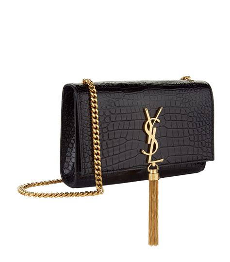 saint laurent kate monogram ysl small tassel croc shoulder bag|Saint Laurent crossbody handbags.